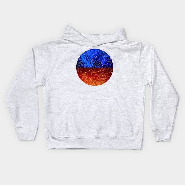 Circular Blue Orange Marble Kids Hoodie by Art Designs